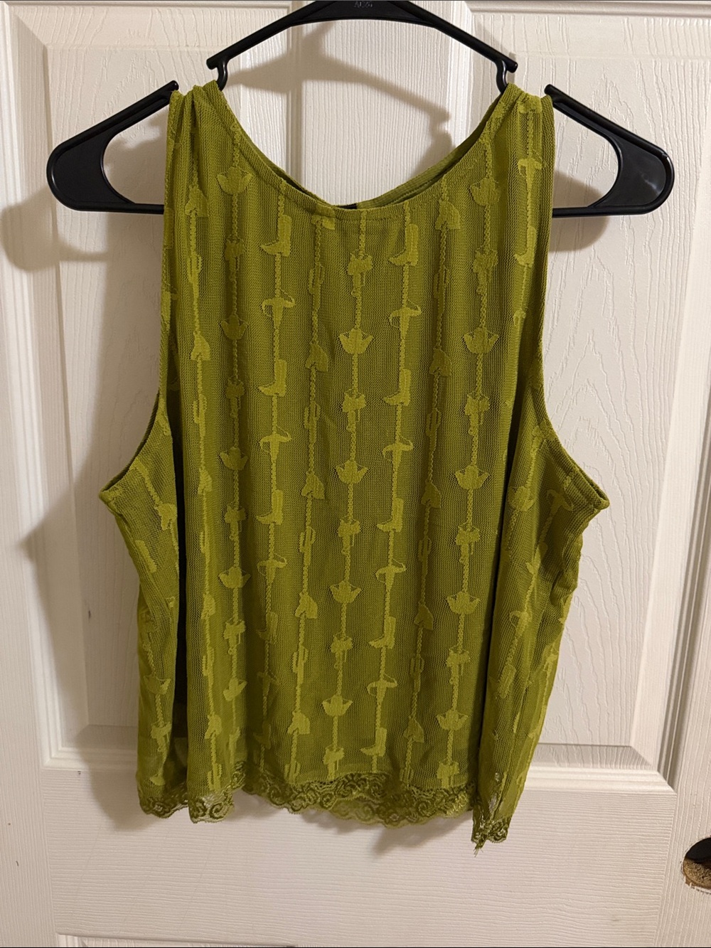 Women's Olive Green Lace-Trim Sleeveless Camisole
